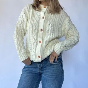 Vintage Cableknit Cardigan Sweater Chunky